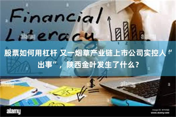 股票如何用杠杆 又一烟草产业链上市公司实控人“出事”，陕西金叶发生了什么？