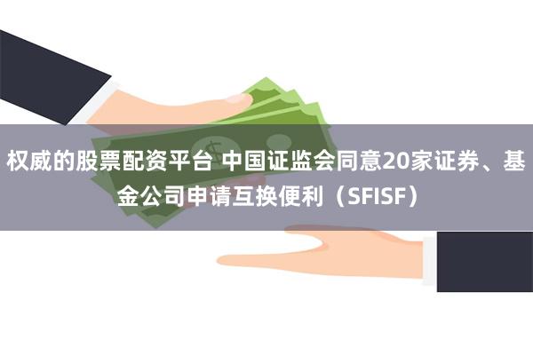 权威的股票配资平台 中国证监会同意20家证券、基金公司申请互换便利（SFISF）